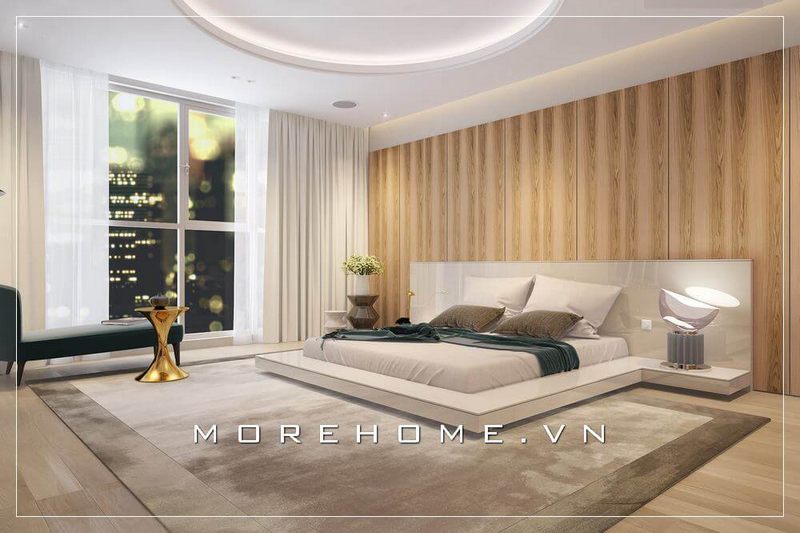 Thiết kế giường ngủ chung cư phong cách hiện đại, sang trọng